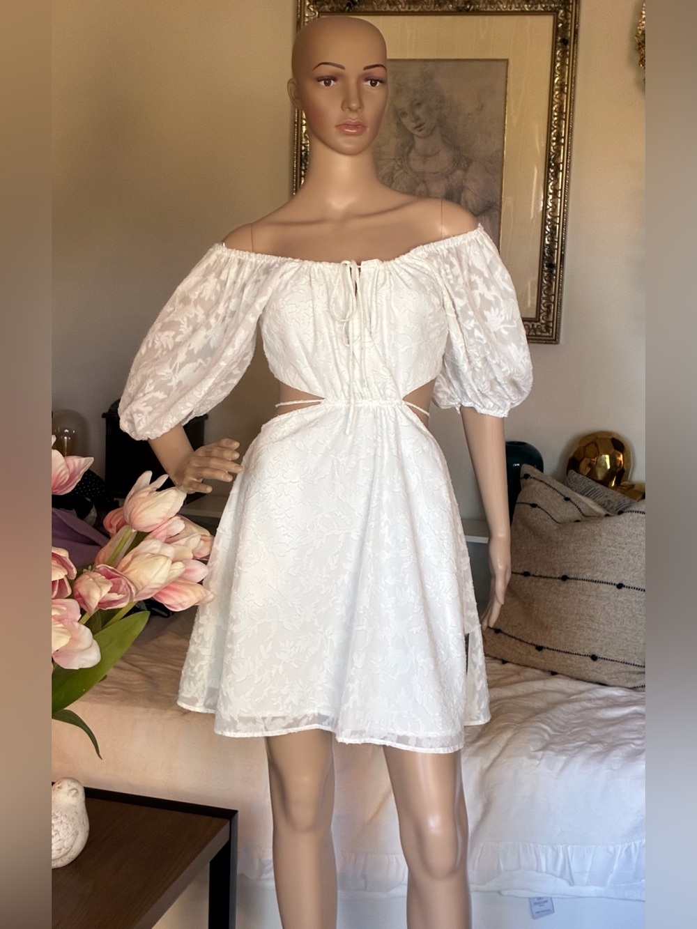 a new day White Off-Shoulder Cutout Mini Dress